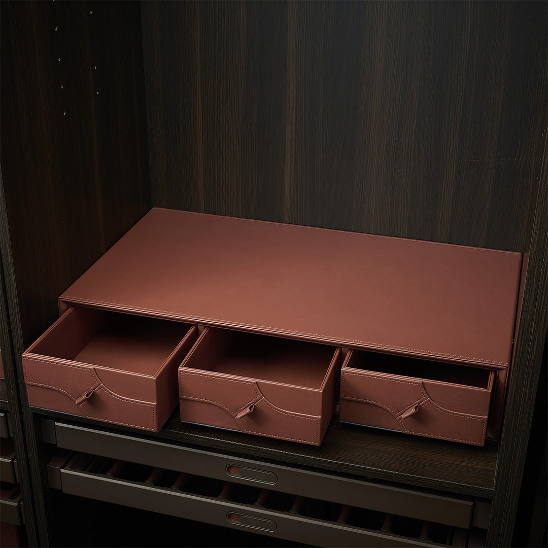 Leather Triple Draw Combination - MCS Series Red