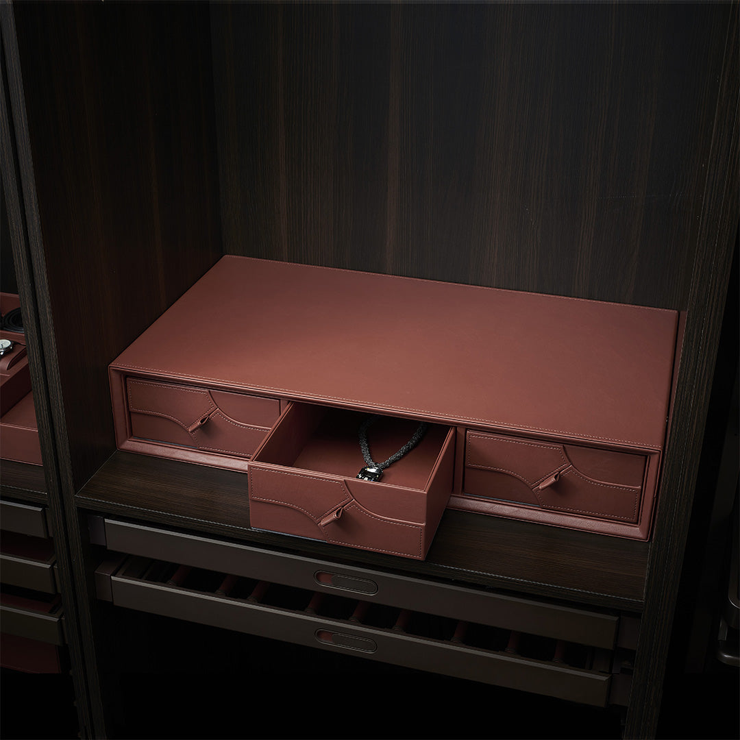 Leather Triple Draw Combination - MCS Series Red