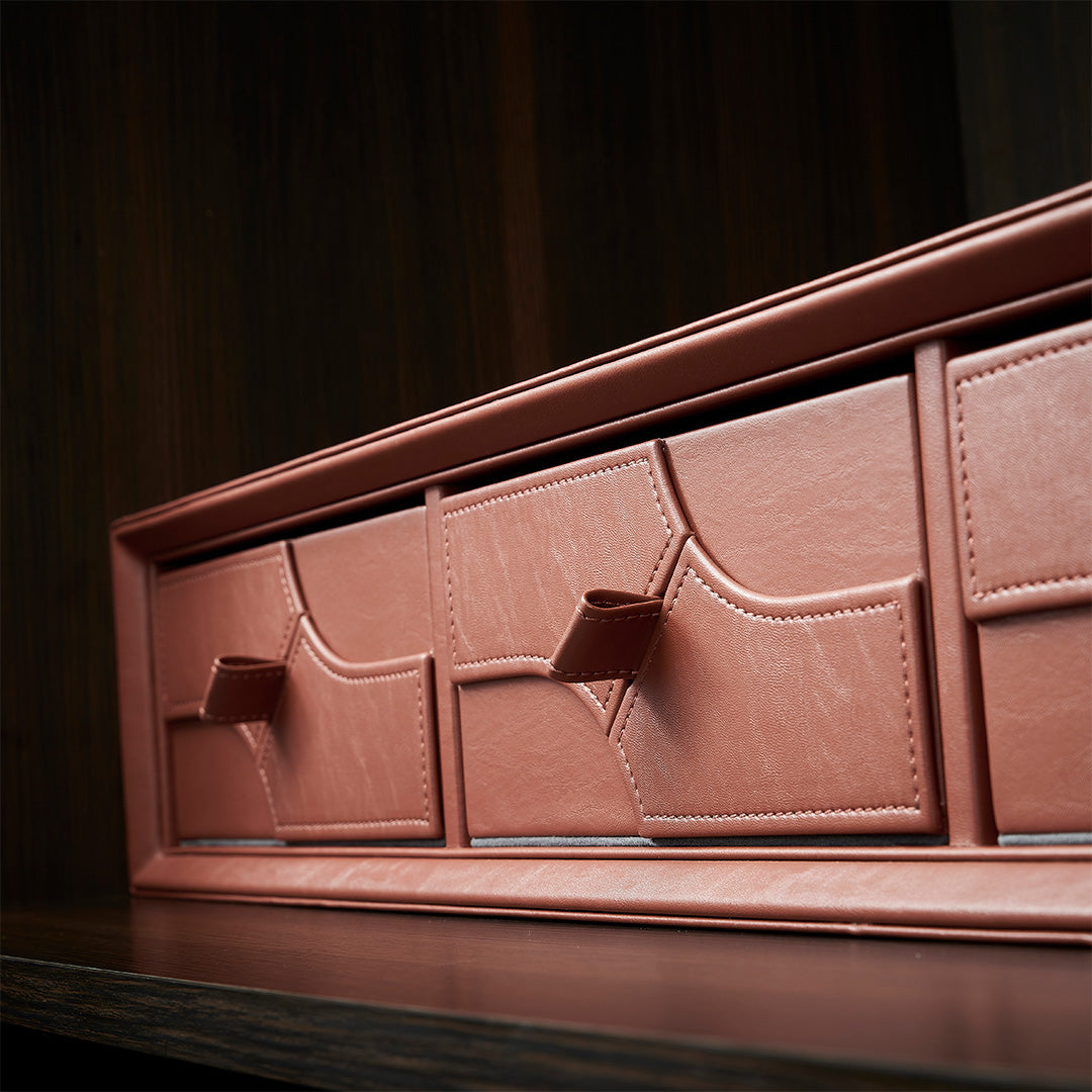 Leather Triple Draw Combination - MCS Series Red