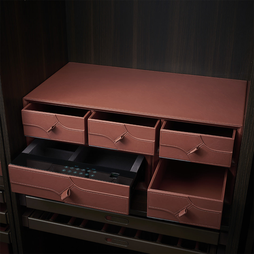 Leather Triple Draw Combination - MCS Series Red