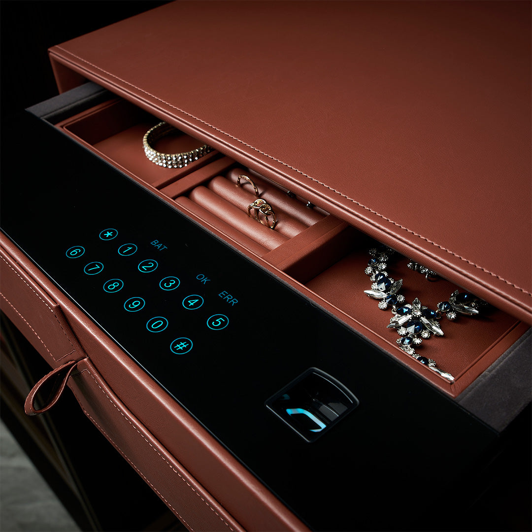 Leather Drawer With Password - MCS Series Red