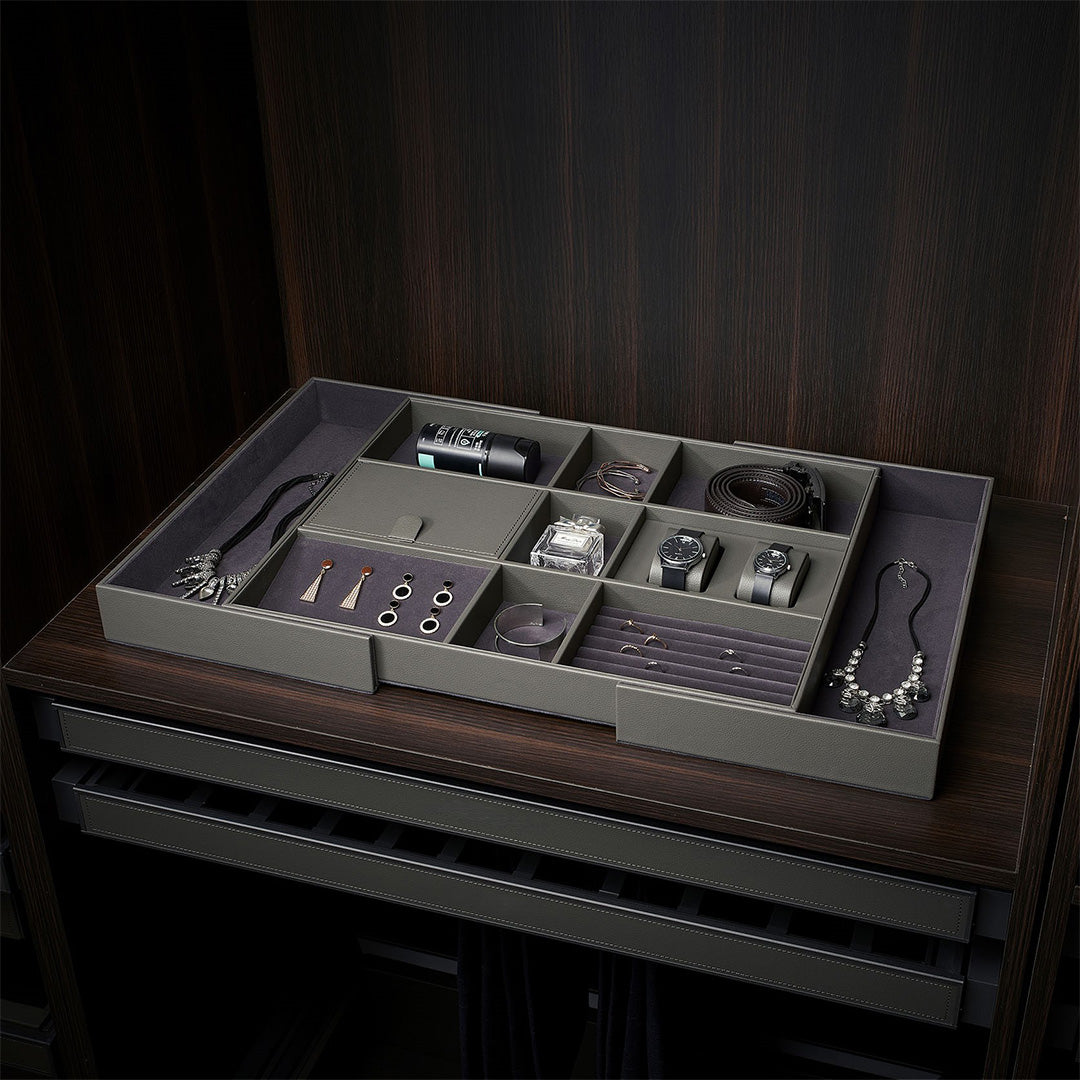 Expandable Leather Sorting Box - MCS Series Grey