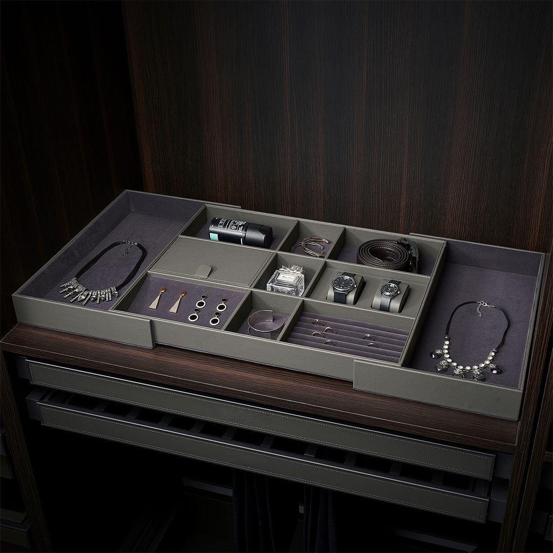 Expandable Leather Sorting Box - MCS Series Grey