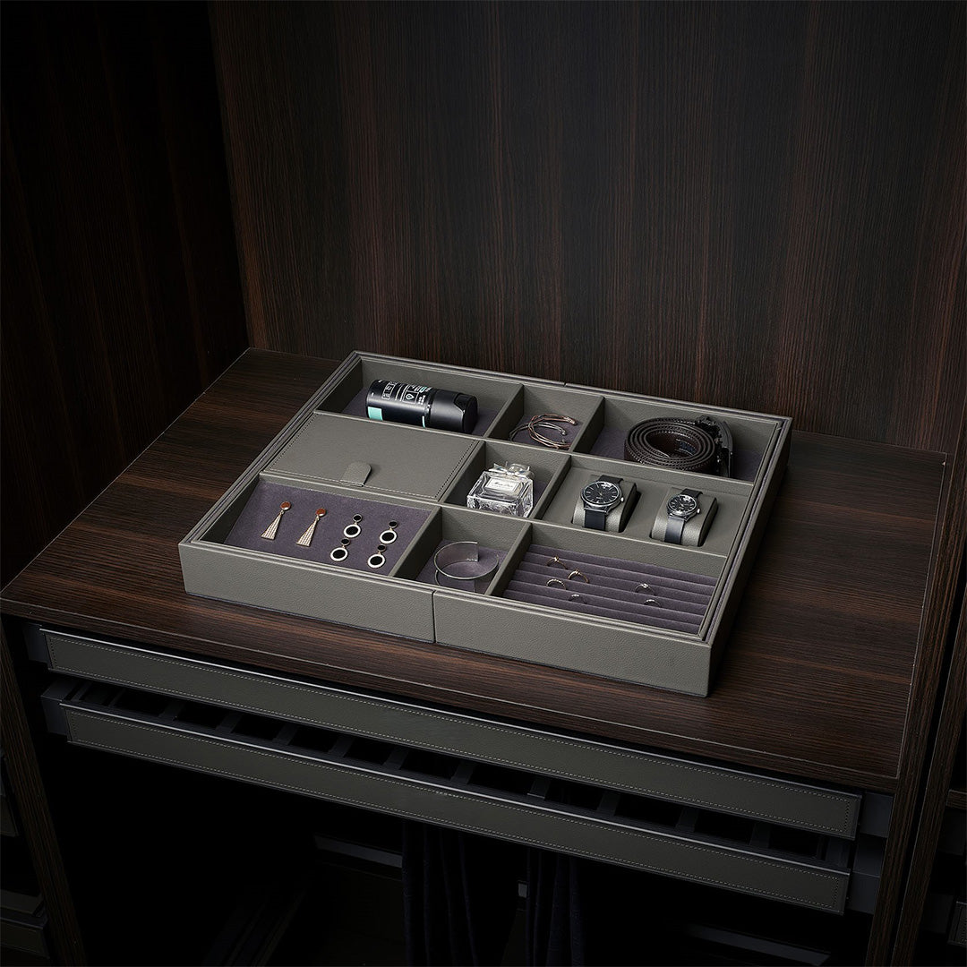 Expandable Leather Sorting Box - MCS Series Grey