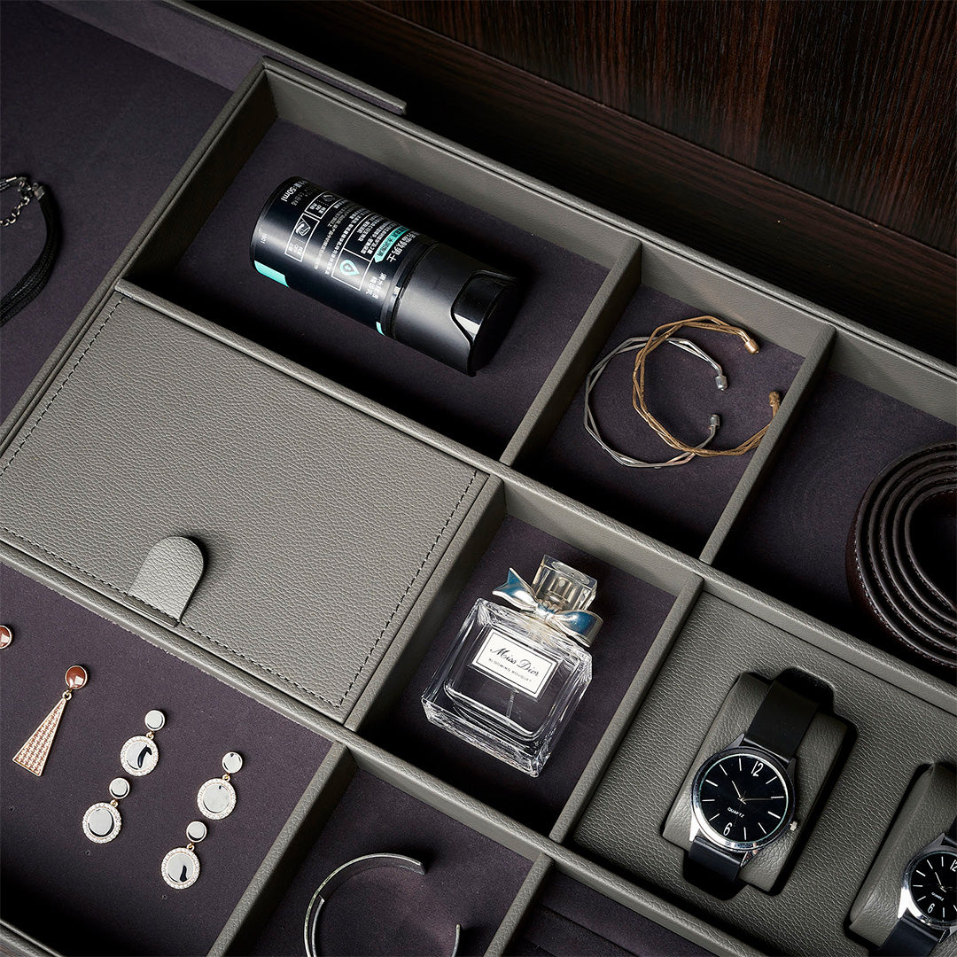 Expandable Leather Sorting Box - MCS Series Grey