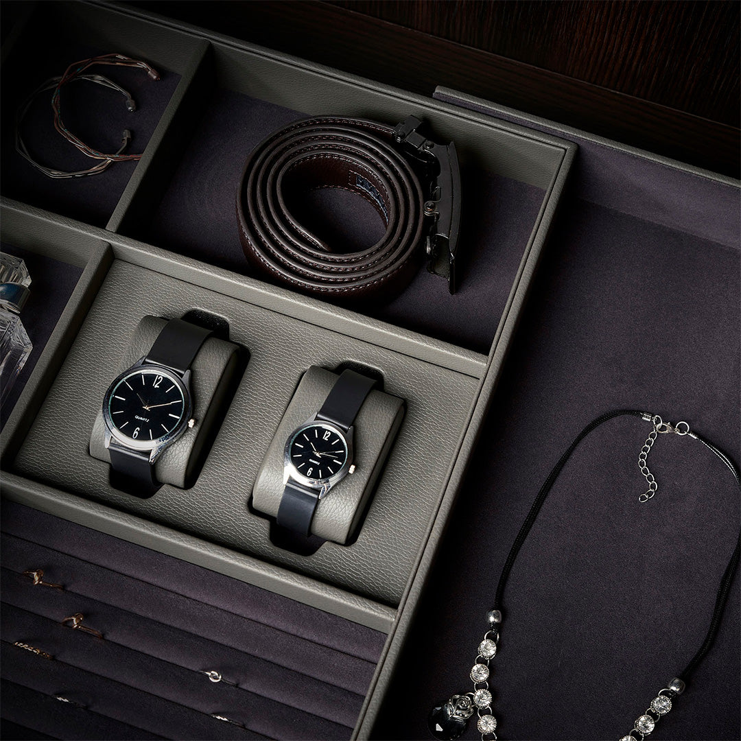 Expandable Leather Sorting Box - MCS Series Grey