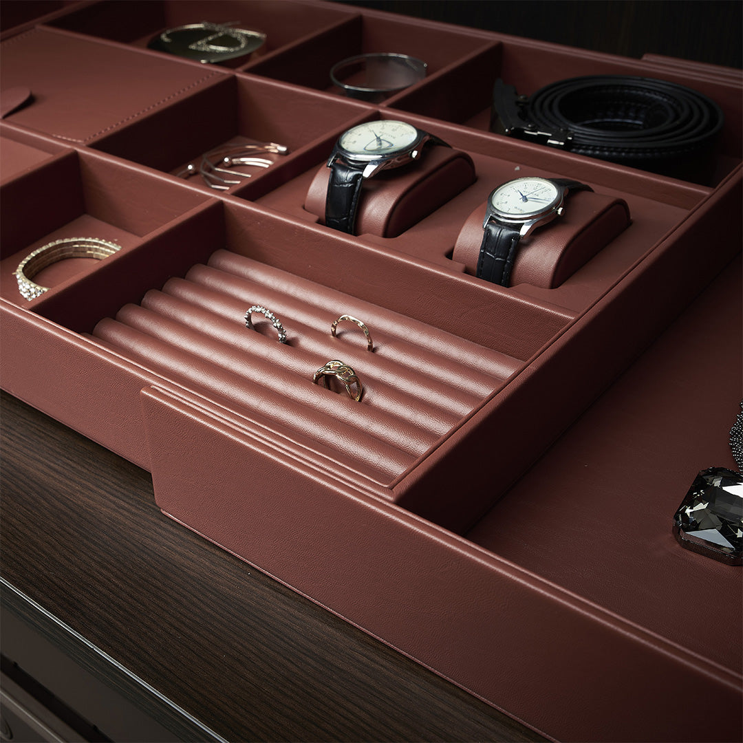 Expandable Leather Sorting Box - MCS Series Red