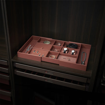 Expandable Leather Sorting Box - MCS Series Red