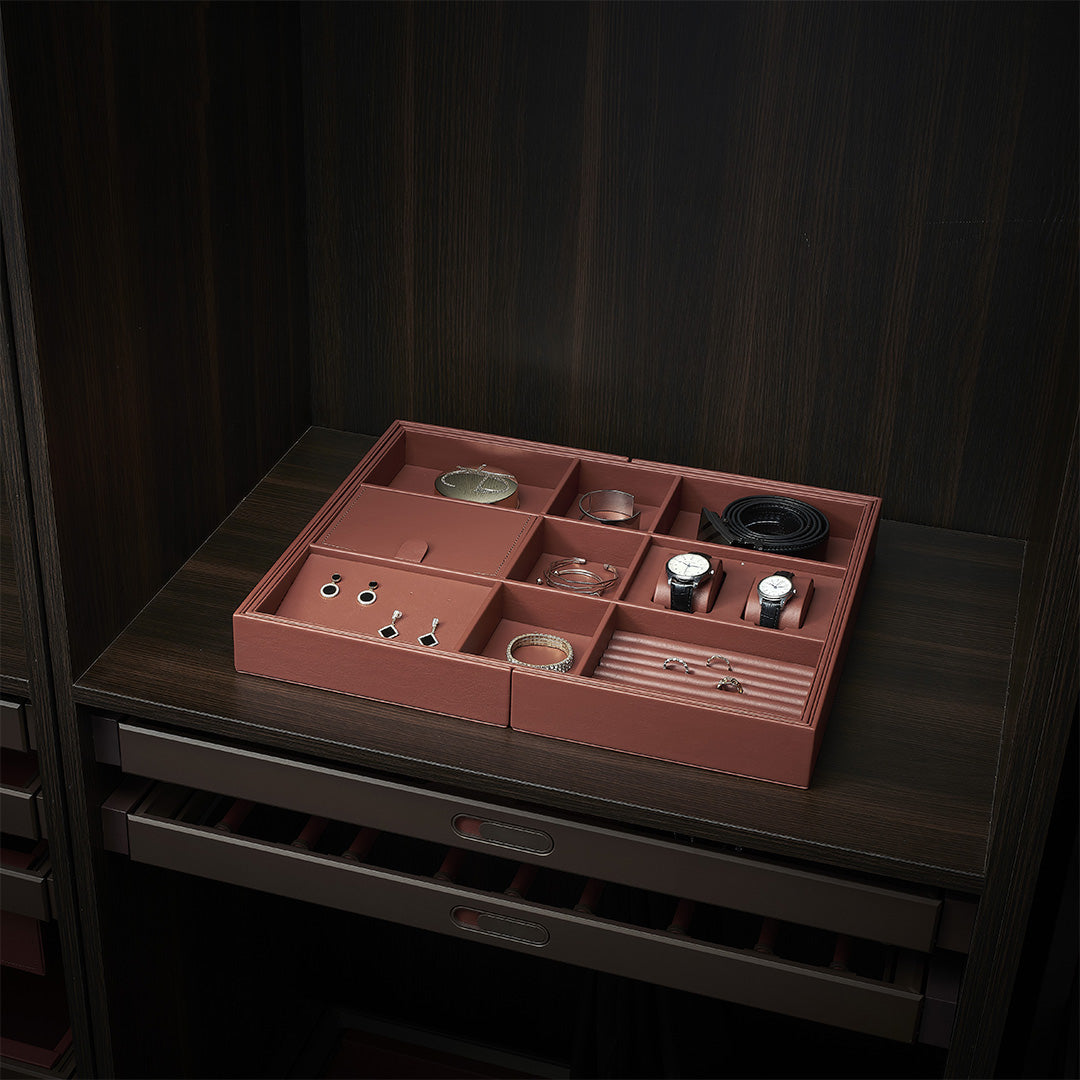 Expandable Leather Sorting Box - MCS Series Red