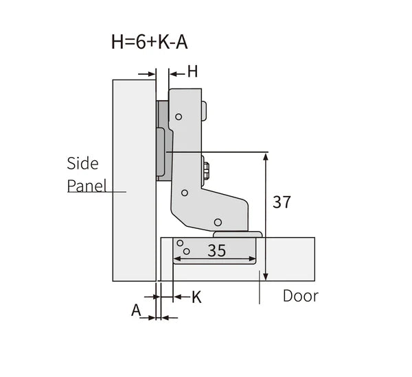MCS - AF12C Clip on Soft-closing Inset Hinge