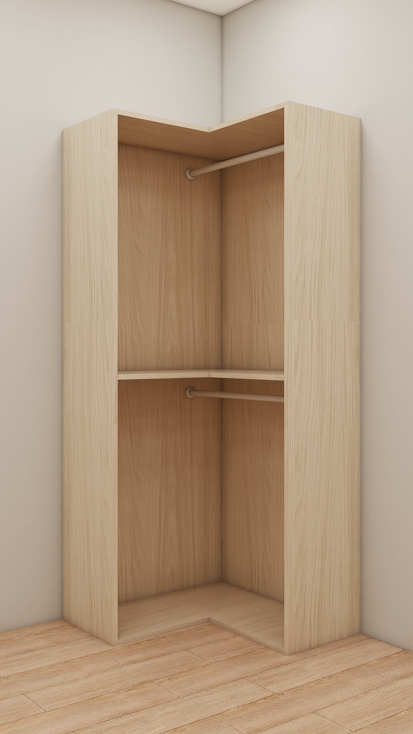 Corner Cabinet with 2 hangers and 1 shelf