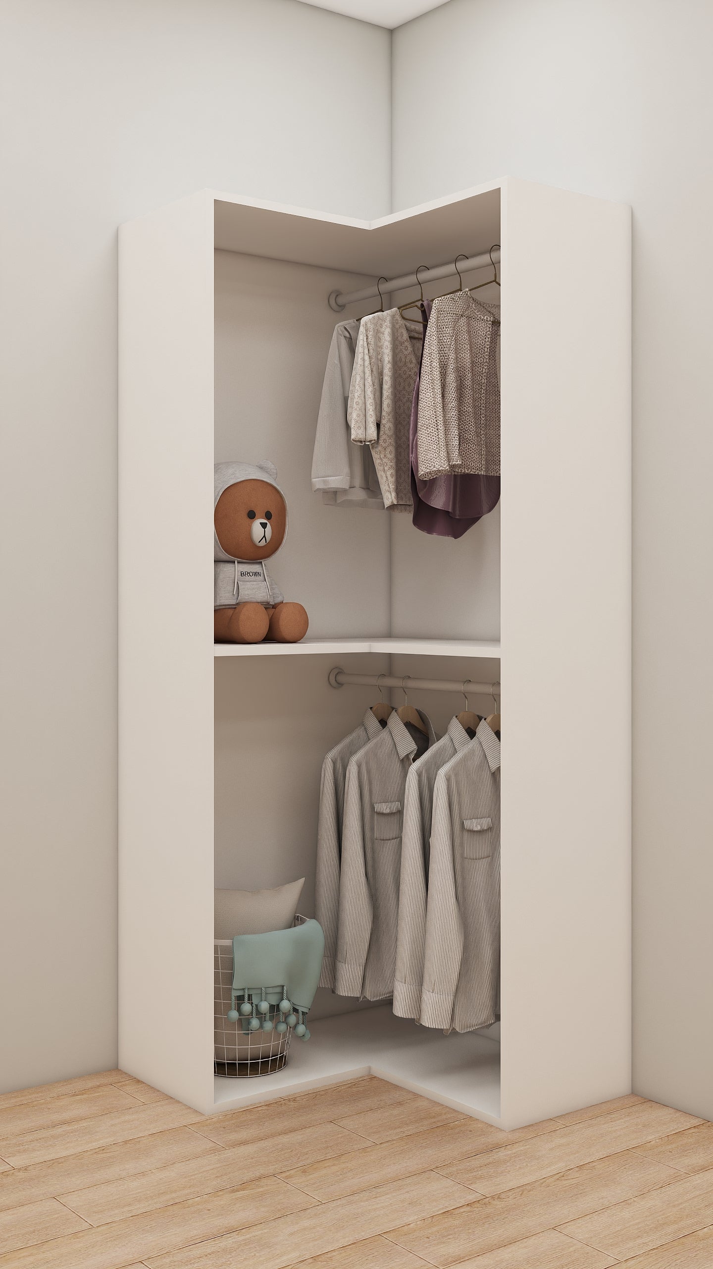 Corner Cabinet with 2 hangers and 1 shelf
